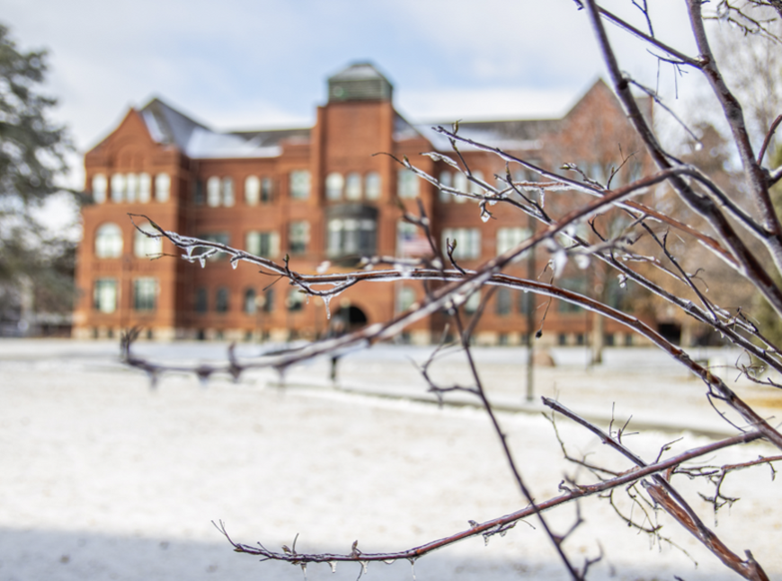 Photo of campus snow.